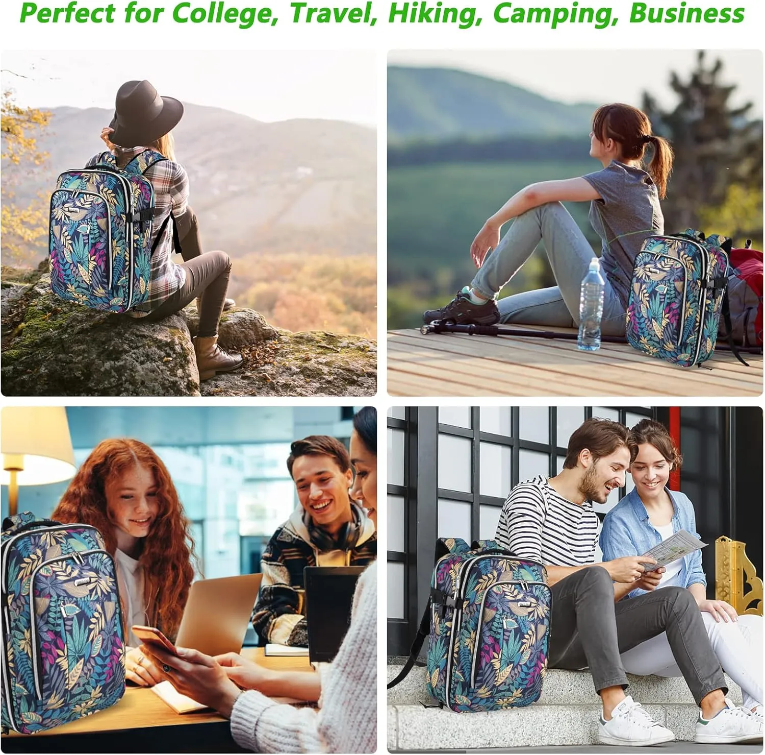 Personal Item Travel Carry On Luggage Backpack for Women Men Flight Approved Casual Weekender Laptop Bag for College Business Outdoors Hiking Water Resistant Lightweight Daypack with USB Charging Port