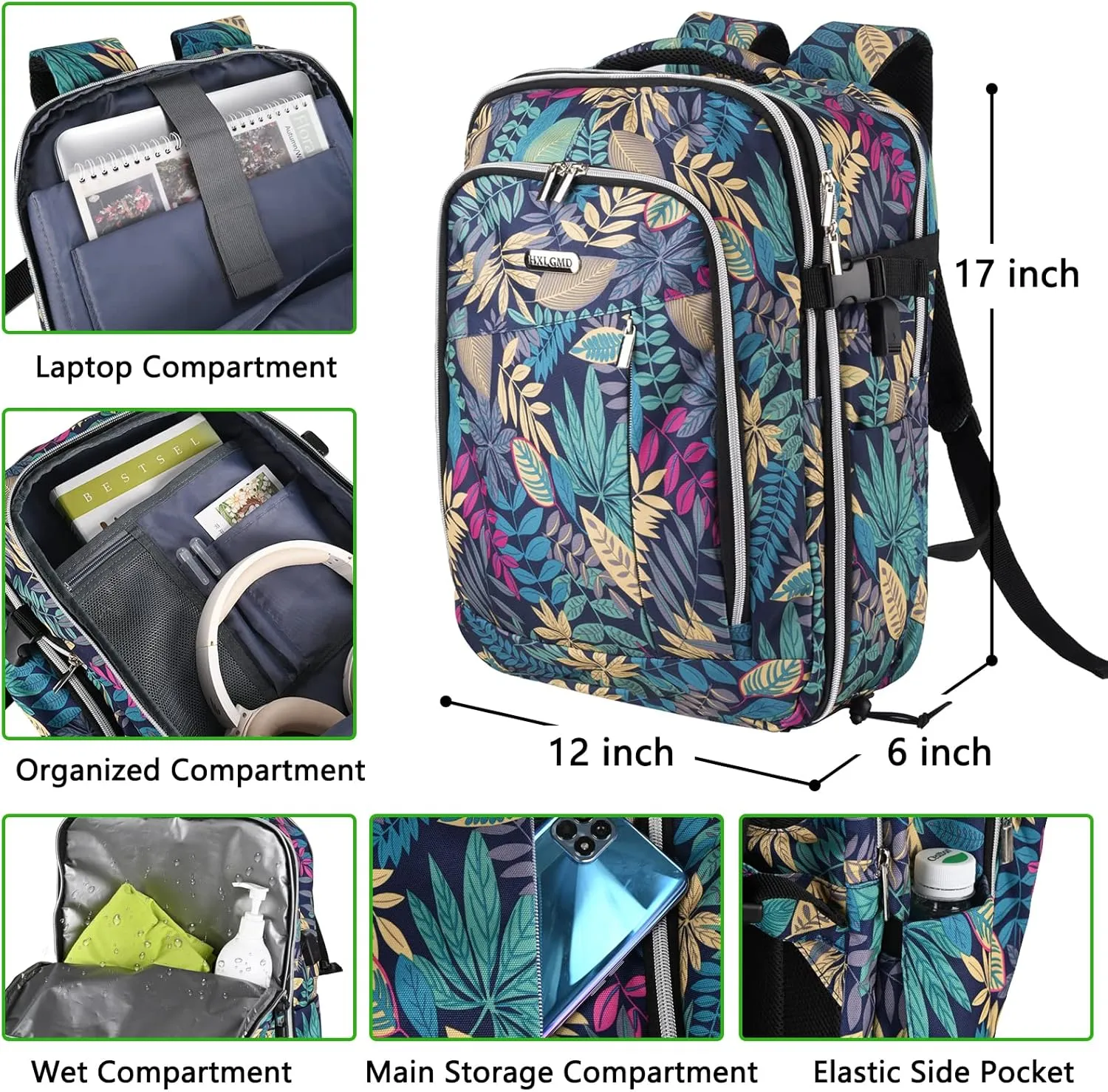 Personal Item Travel Carry On Luggage Backpack for Women Men Flight Approved Casual Weekender Laptop Bag for College Business Outdoors Hiking Water Resistant Lightweight Daypack with USB Charging Port