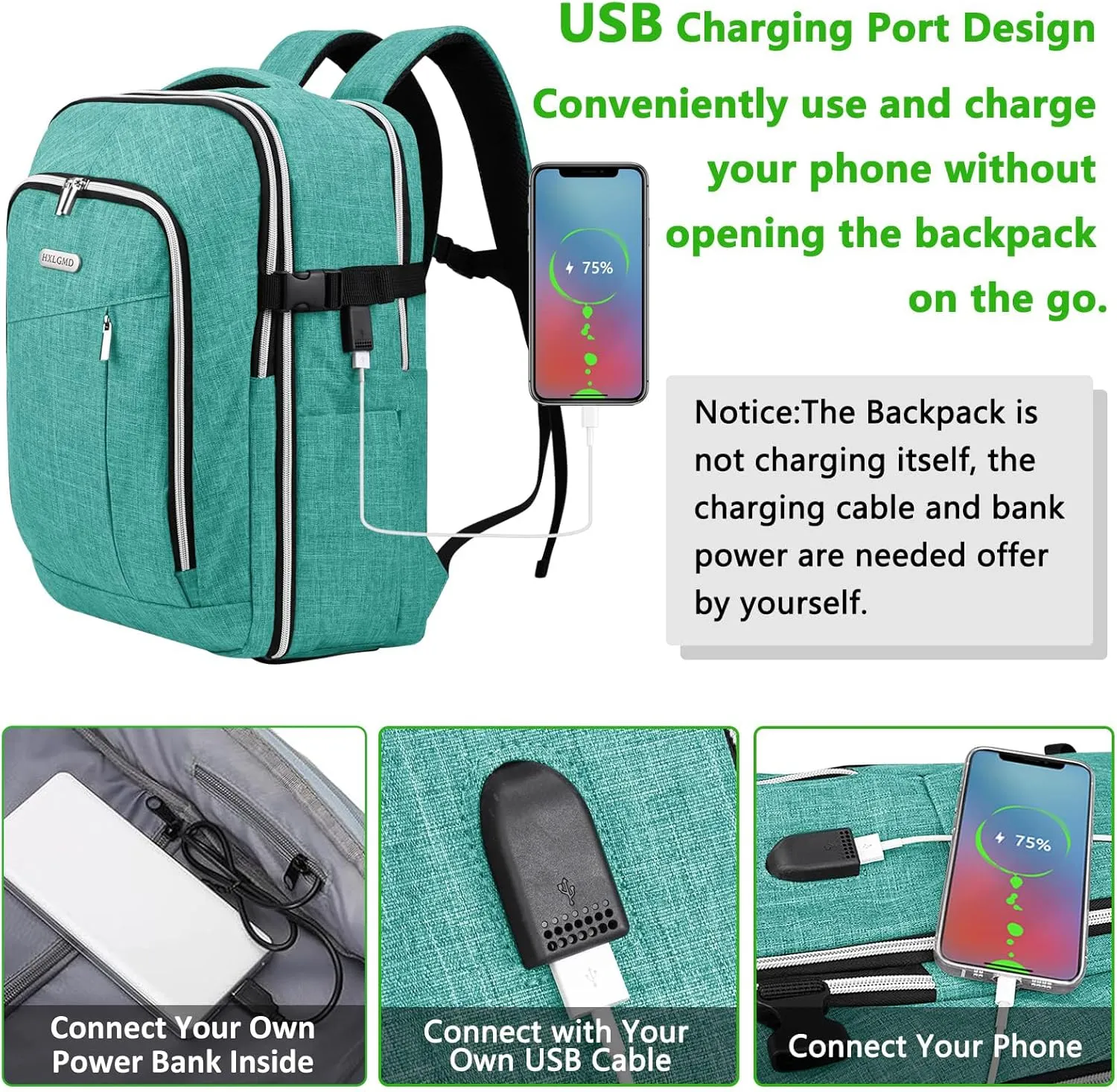 Personal Item Travel Carry On Luggage Backpack for Women Men Flight Approved Casual Weekender Laptop Bag for College Business Outdoors Hiking Water Resistant Lightweight Daypack with USB Charging Port