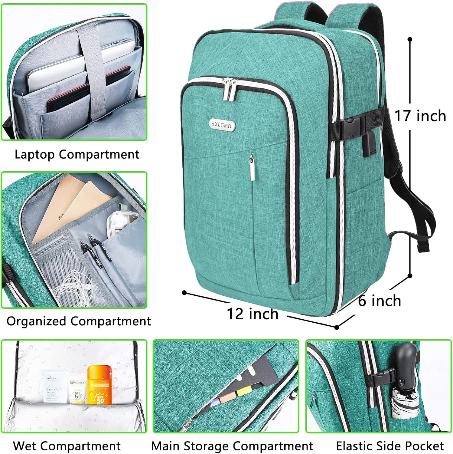 Personal Item Travel Carry On Luggage Backpack for Women Men Flight Approved Casual Weekender Laptop Bag for College Business Outdoors Hiking Water Resistant Lightweight Daypack with USB Charging Port