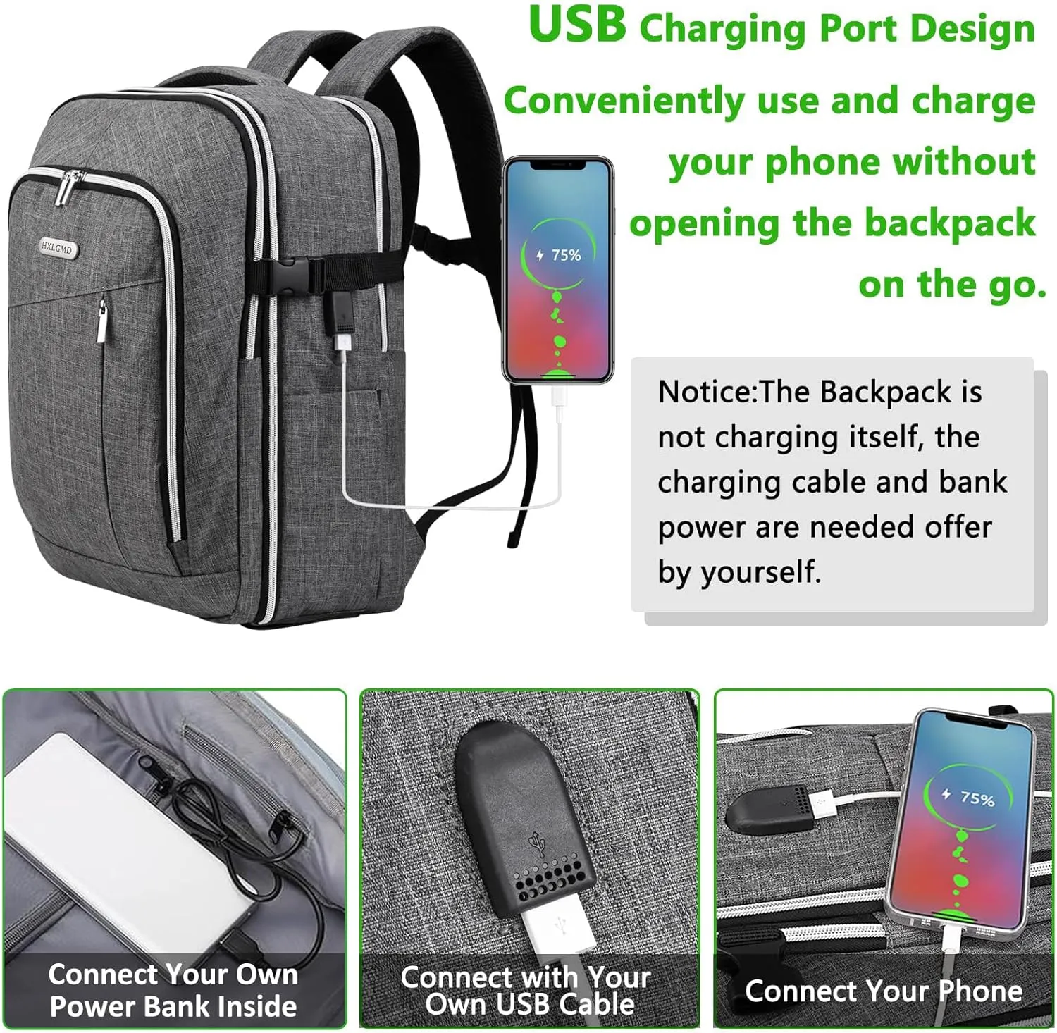 Personal Item Travel Carry On Luggage Backpack for Women Men Flight Approved Casual Weekender Laptop Bag for College Business Outdoors Hiking Water Resistant Lightweight Daypack with USB Charging Port