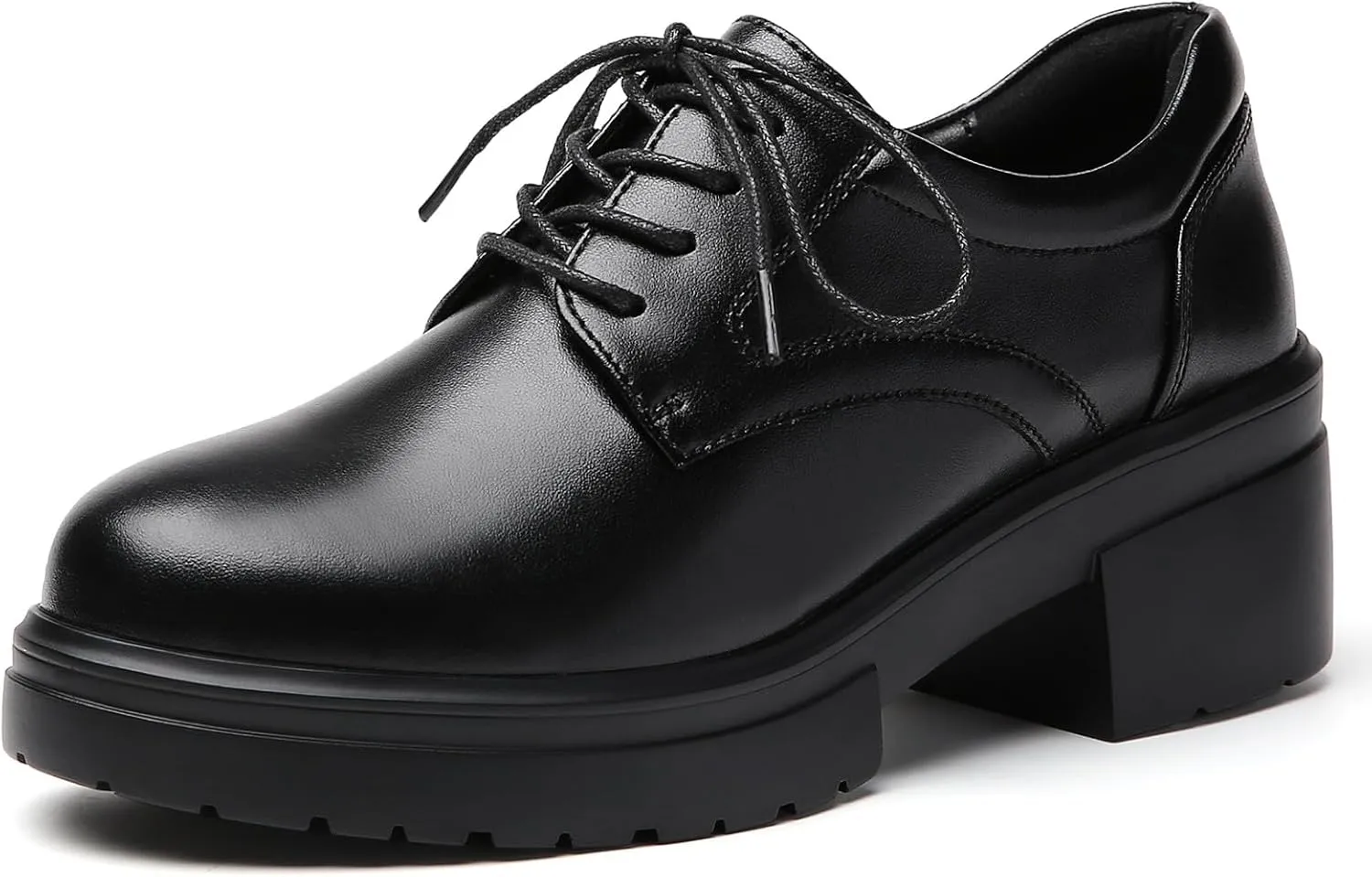 Platform Oxfords for Women Chunky Oxford Heels Women's Pumps Lace Up Shoes Office Work Ladies Casual Business Dress Shoes