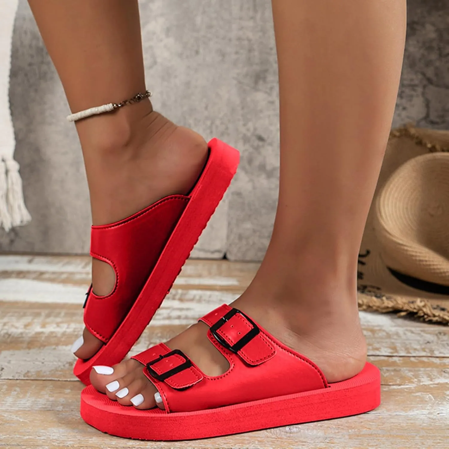 Platform Sandals Women Buckle Strap Open Toe Platform Wedge Sandals Comfort Soft Cushion Trendy Outdoor Women Sandals Dressy