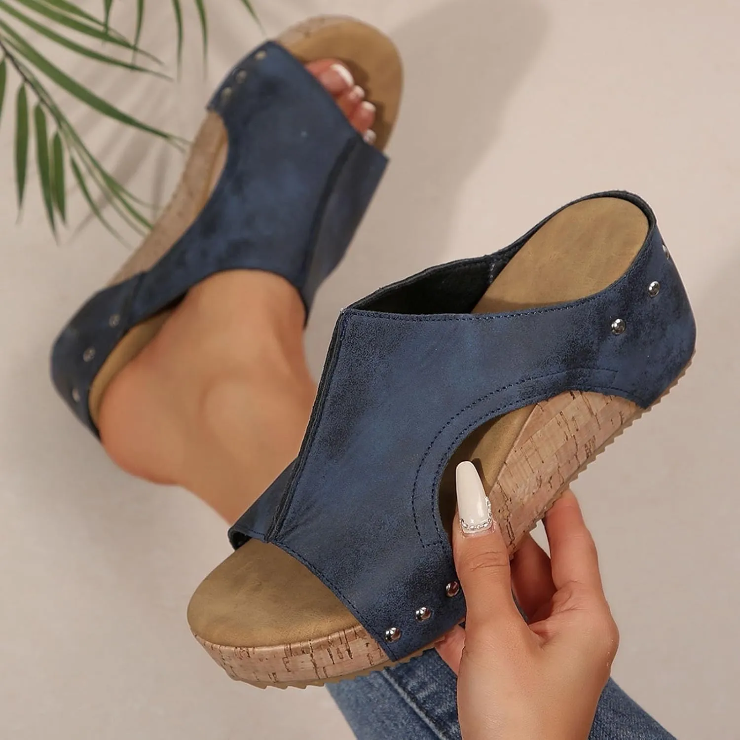 Platform Sandals Women Summer Beach Black Sandals Wedge Heel Slip on Sandals Travel Bohemia Walking Shoes
