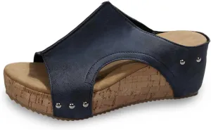 Platform Sandals Women Summer Beach Black Sandals Wedge Heel Slip on Sandals Travel Bohemia Walking Shoes