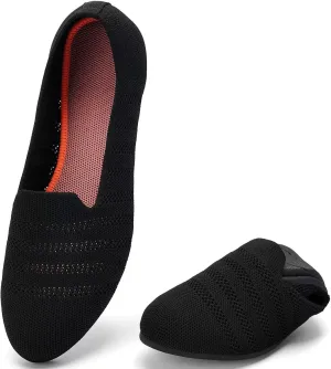 poemlady Women’s Ballet Flat Shoes Dress Shoes Knit Round Toe Slip On Ballerina Walking Flats Shoes for Woman Low Wedge Casual