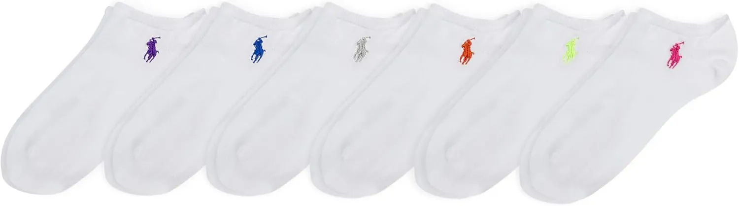 POLO RALPH LAUREN Women's Classic Sport Solid Ultra Low Cut Socks - 6 Pair Pack - Athletic Cotton Comfort
