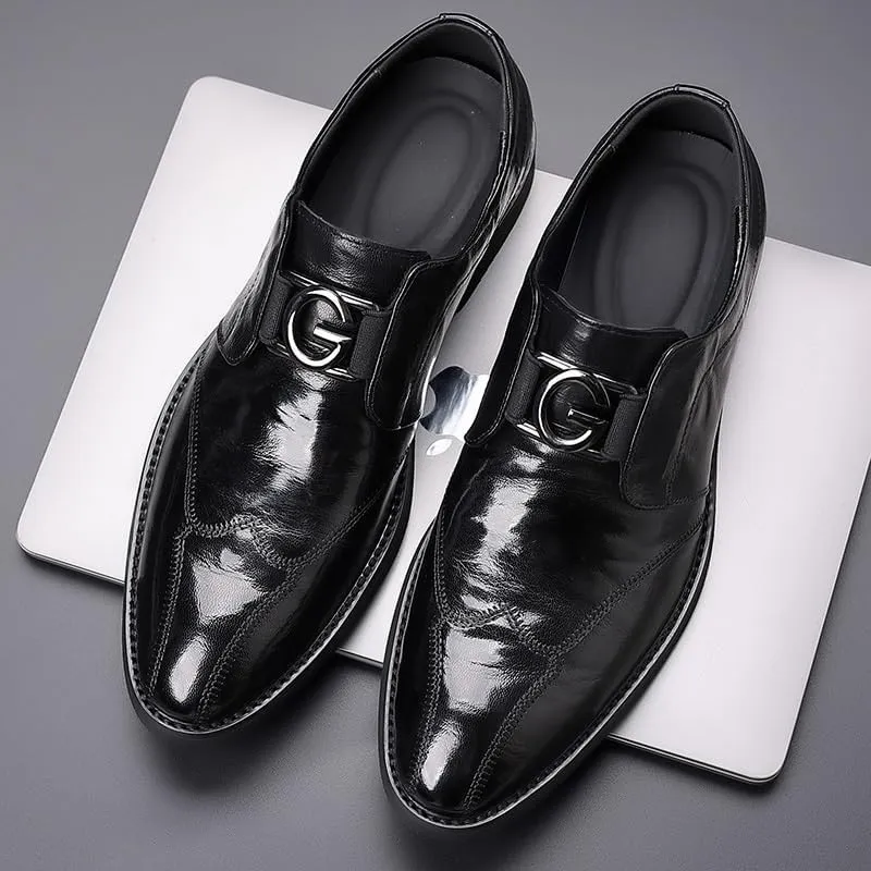Premium Calfskin Leather Men's Dress Loafers with Cushioned Collar, Non-Slip Rubber Sole for Corporate Events & Client Meetings