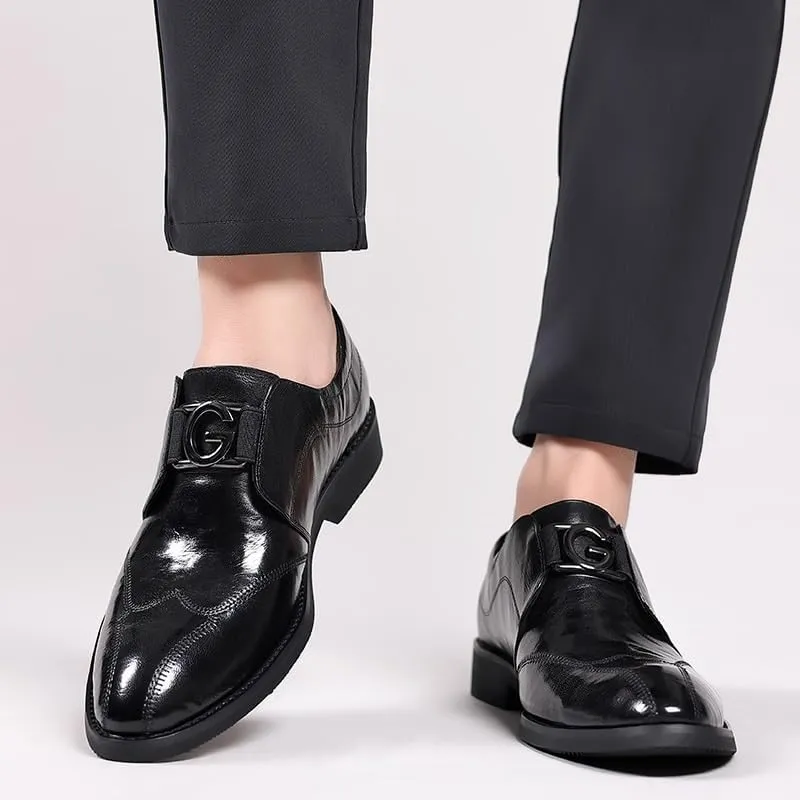 Premium Calfskin Leather Men's Dress Loafers with Cushioned Collar, Non-Slip Rubber Sole for Corporate Events & Client Meetings
