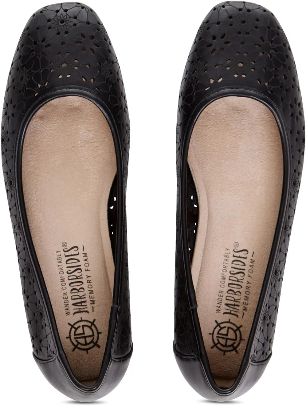 Priscilla Women’s Flats – Comfortable Vegan Slip-On Shoes with Memory Foam, Breathable Eyelet Stitch Detail, Available in Black, Cafe, White, Medium & Wide Sizes 6-10