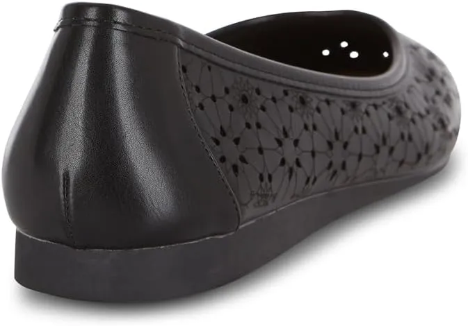 Priscilla Women’s Flats – Comfortable Vegan Slip-On Shoes with Memory Foam, Breathable Eyelet Stitch Detail, Available in Black, Cafe, White, Medium & Wide Sizes 6-10