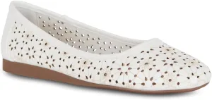 Priscilla Women’s Flats – Comfortable Vegan Slip-On Shoes with Memory Foam, Breathable Eyelet Stitch Detail, Available in Black, Cafe, White, Medium & Wide Sizes 6-10