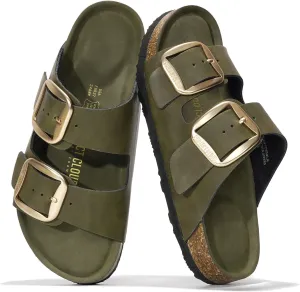 Project Cloud Genuine Leather Flat Sandals for Women 2025 Comfortable Beach Essentials Womens Sandals Memory Foam Vacation Essentials Slides for Women Footwear (Santorini)