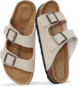 Project Cloud Genuine Leather Flat Sandals Women 2025 Beach Essentials Womens Sandals Memory Foam Vacation Essentials Slides for Women Footwear (Venita)