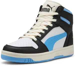 PUMA Men's Rebound Layup Mid Shoes Sneaker, Black-Team Light Blue-Frosted Ivory, 10.5