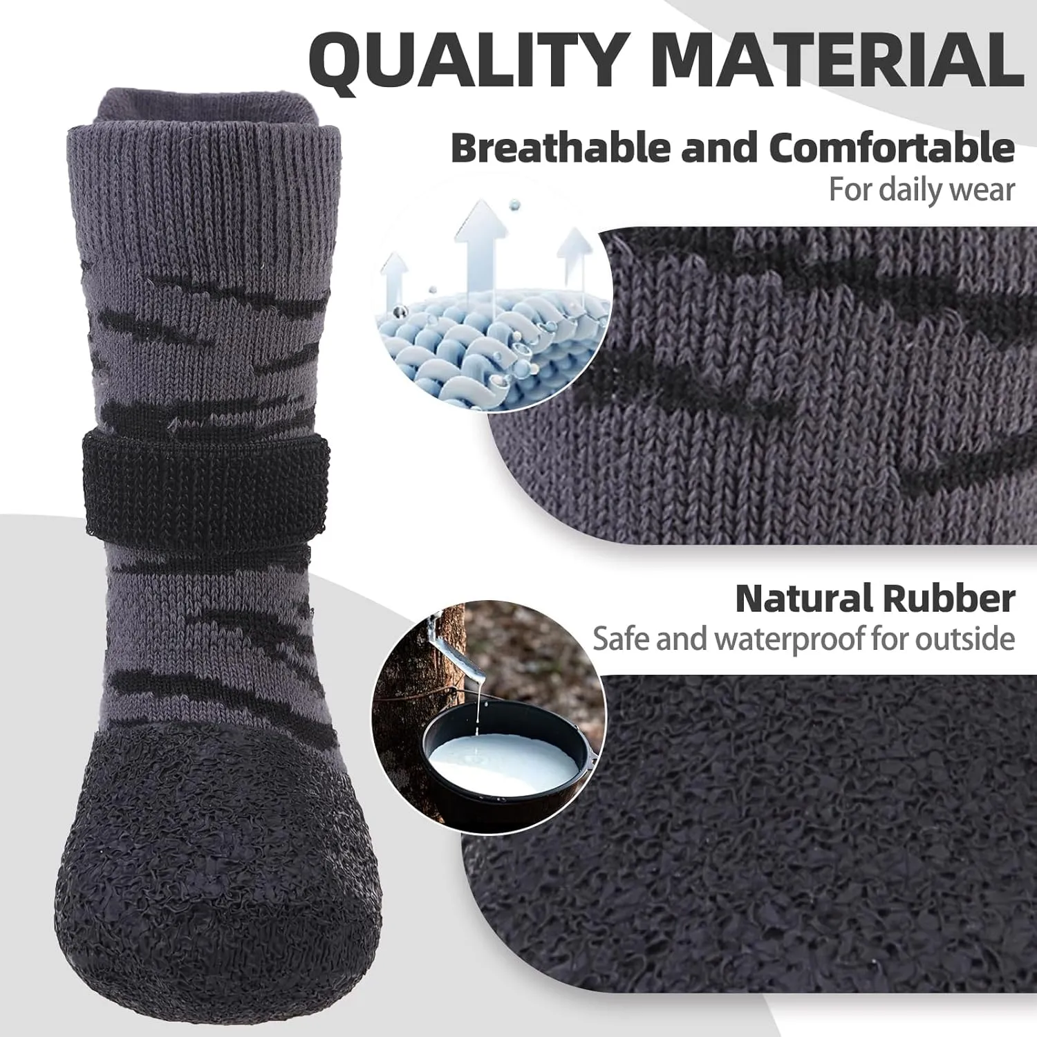 PUPTECK Anti Slip Dogs Shoes for Hot/Cold Pavement, Senior Booties, Rubber Boots & Paw Protectors for Small Medium Large Size Dogs to Prevent Licking, Grippy Socks for Hardwood Floors, Tiger, M