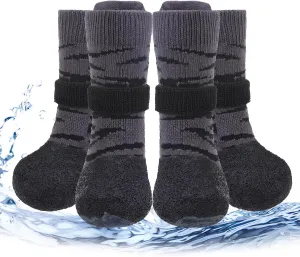 PUPTECK Anti Slip Dogs Shoes for Hot/Cold Pavement, Senior Booties, Rubber Boots & Paw Protectors for Small Medium Large Size Dogs to Prevent Licking, Grippy Socks for Hardwood Floors, Tiger, M