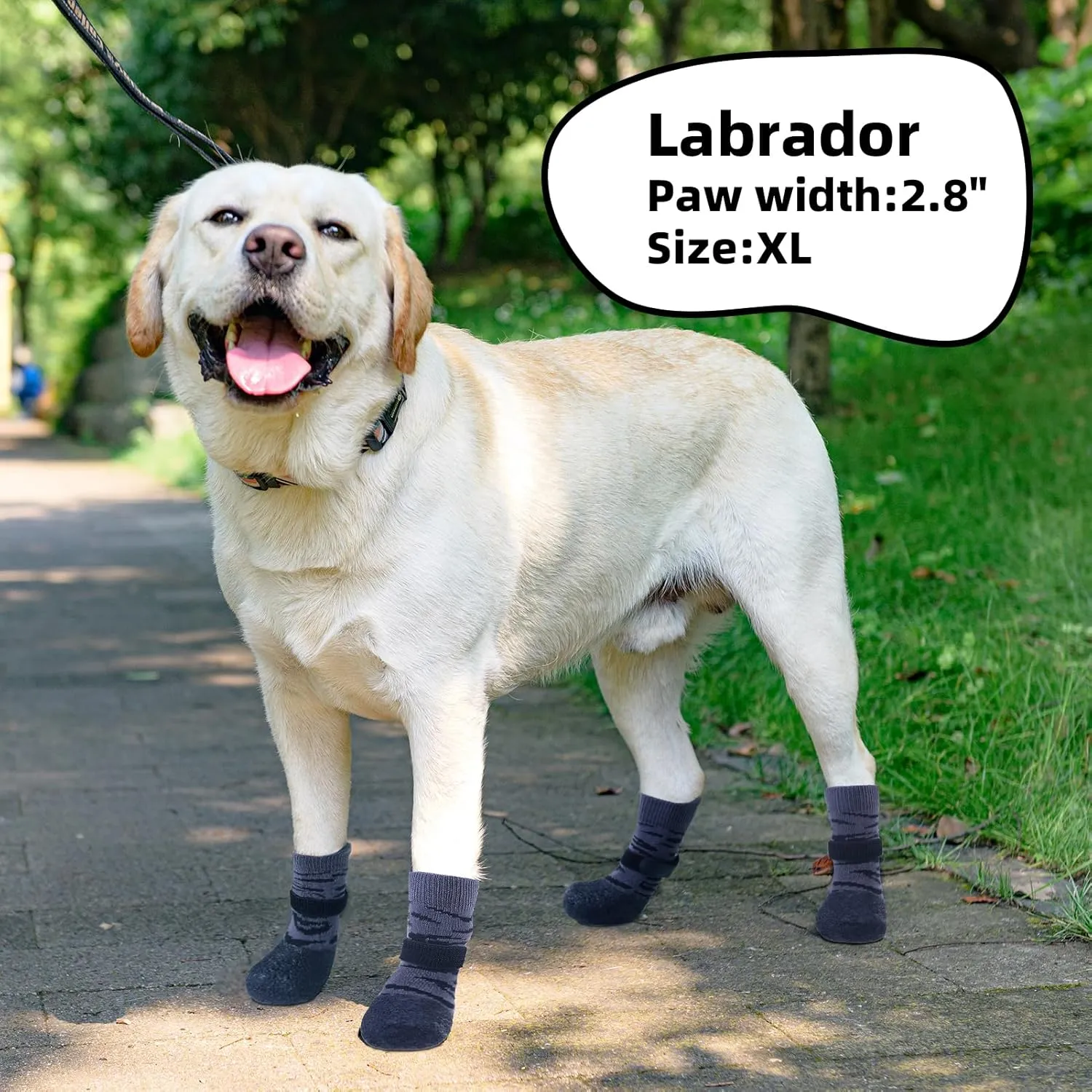 PUPTECK Anti Slip Dogs Shoes for Hot/Cold Pavement, Senior Booties, Rubber Boots & Paw Protectors for Small Medium Large Size Dogs to Prevent Licking, Grippy Socks for Hardwood Floors, Tiger, M