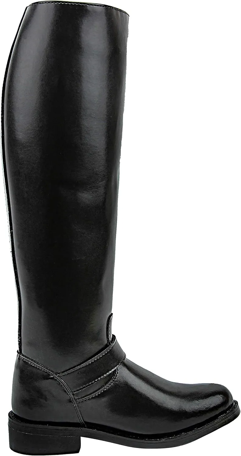Raven Woman Ladies Motorcycle Highway Police Engineer Trooper Patrol Leather Tall Riding Boots Color Black