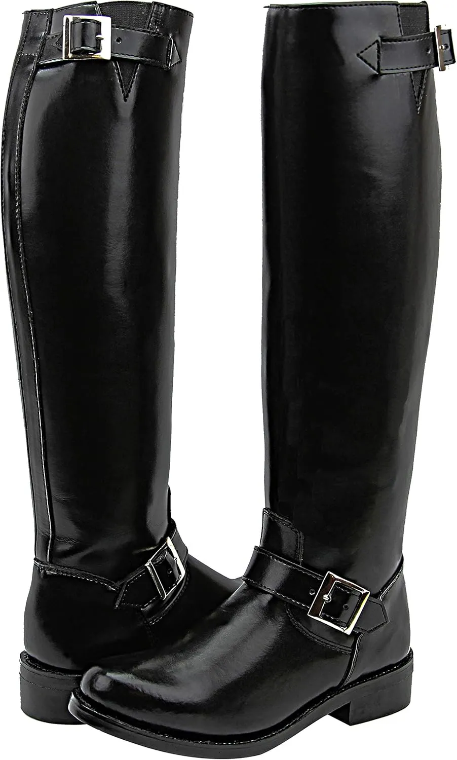 Raven Woman Ladies Motorcycle Highway Police Engineer Trooper Patrol Leather Tall Riding Boots Color Black