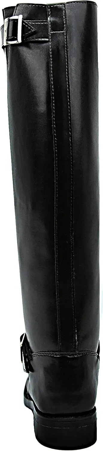 Raven Woman Ladies Motorcycle Highway Police Engineer Trooper Patrol Leather Tall Riding Boots Color Black