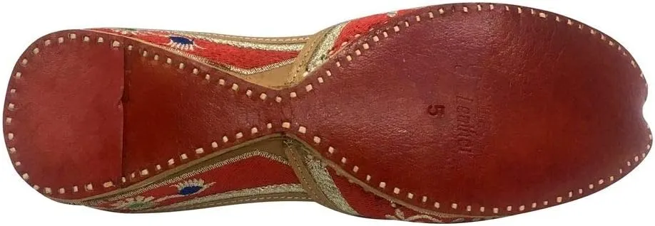 Red Punjabi Women Multi Jutti Indian Mojari Khussa Flipflops Bridal Mojari