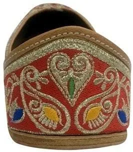 Red Punjabi Women Multi Jutti Indian Mojari Khussa Flipflops Bridal Mojari