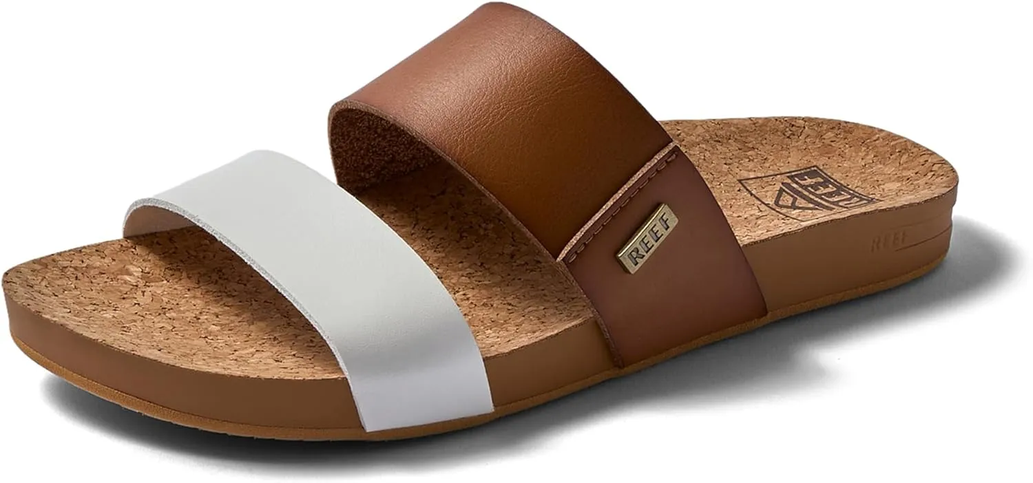 Reef Women's Cushion Vista Fashion Slide Sandal, Vegan Leather Strap, Soft Footbed
