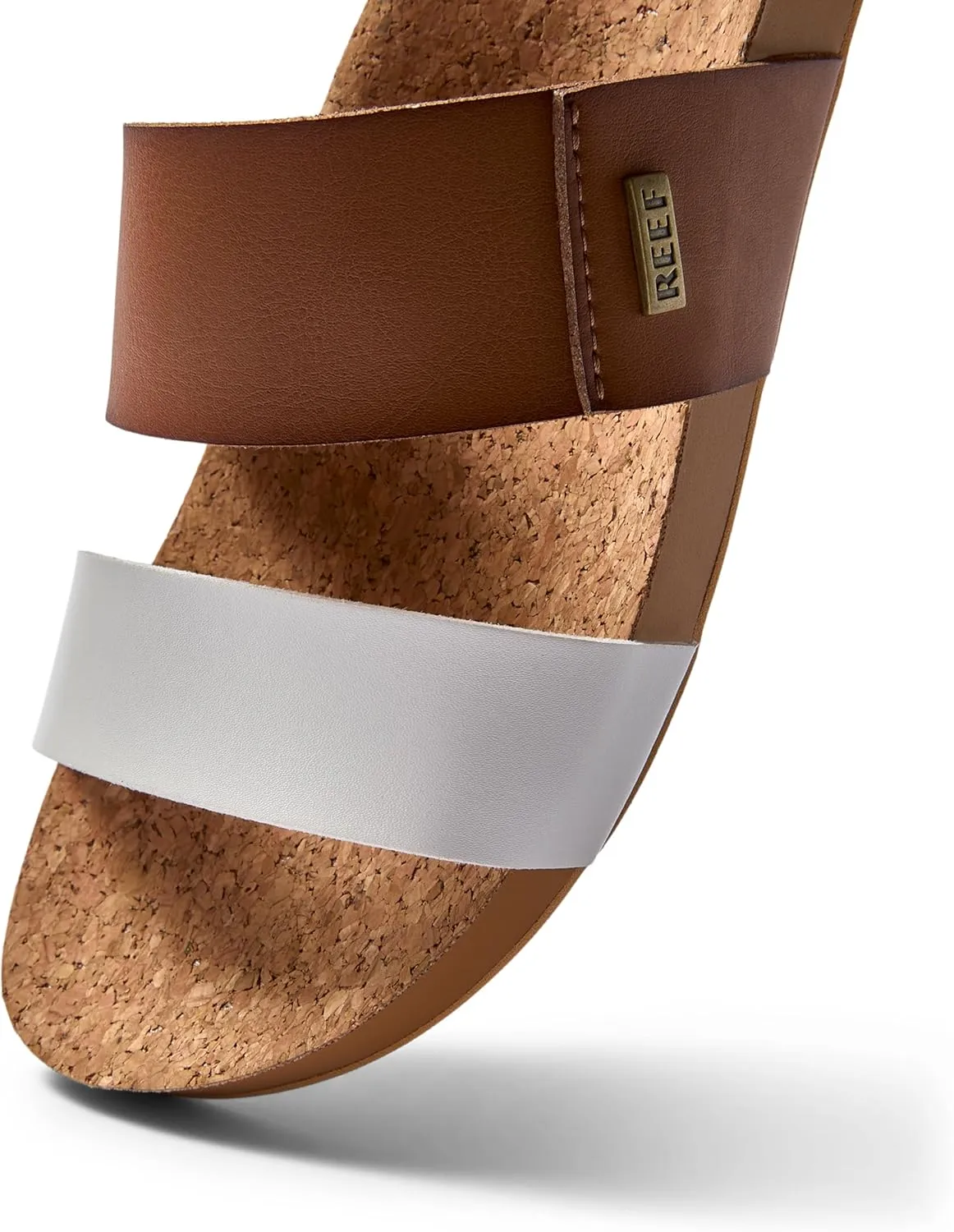 Reef Women's Cushion Vista Fashion Slide Sandal, Vegan Leather Strap, Soft Footbed
