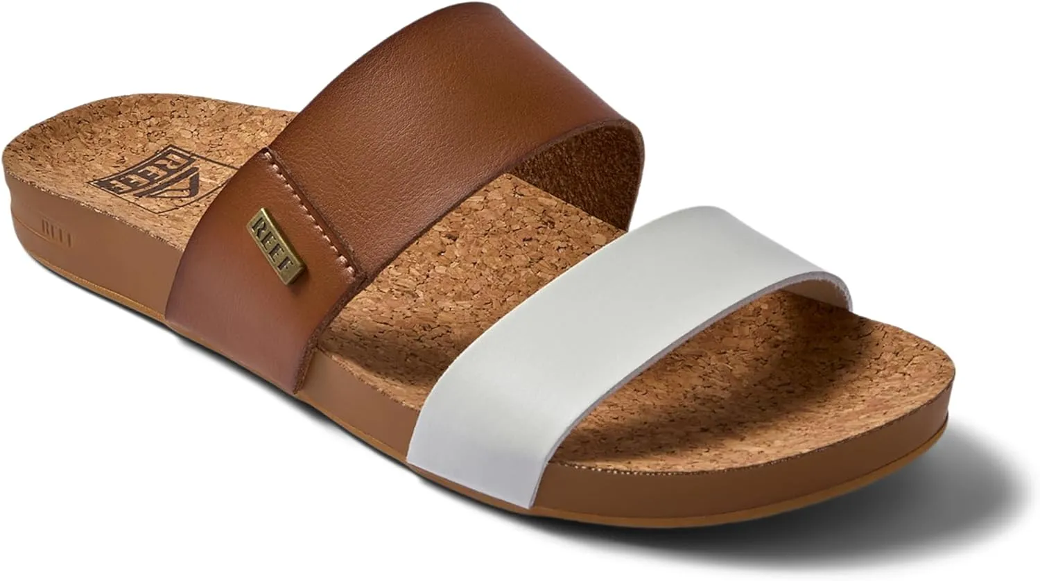 Reef Women's Cushion Vista Fashion Slide Sandal, Vegan Leather Strap, Soft Footbed