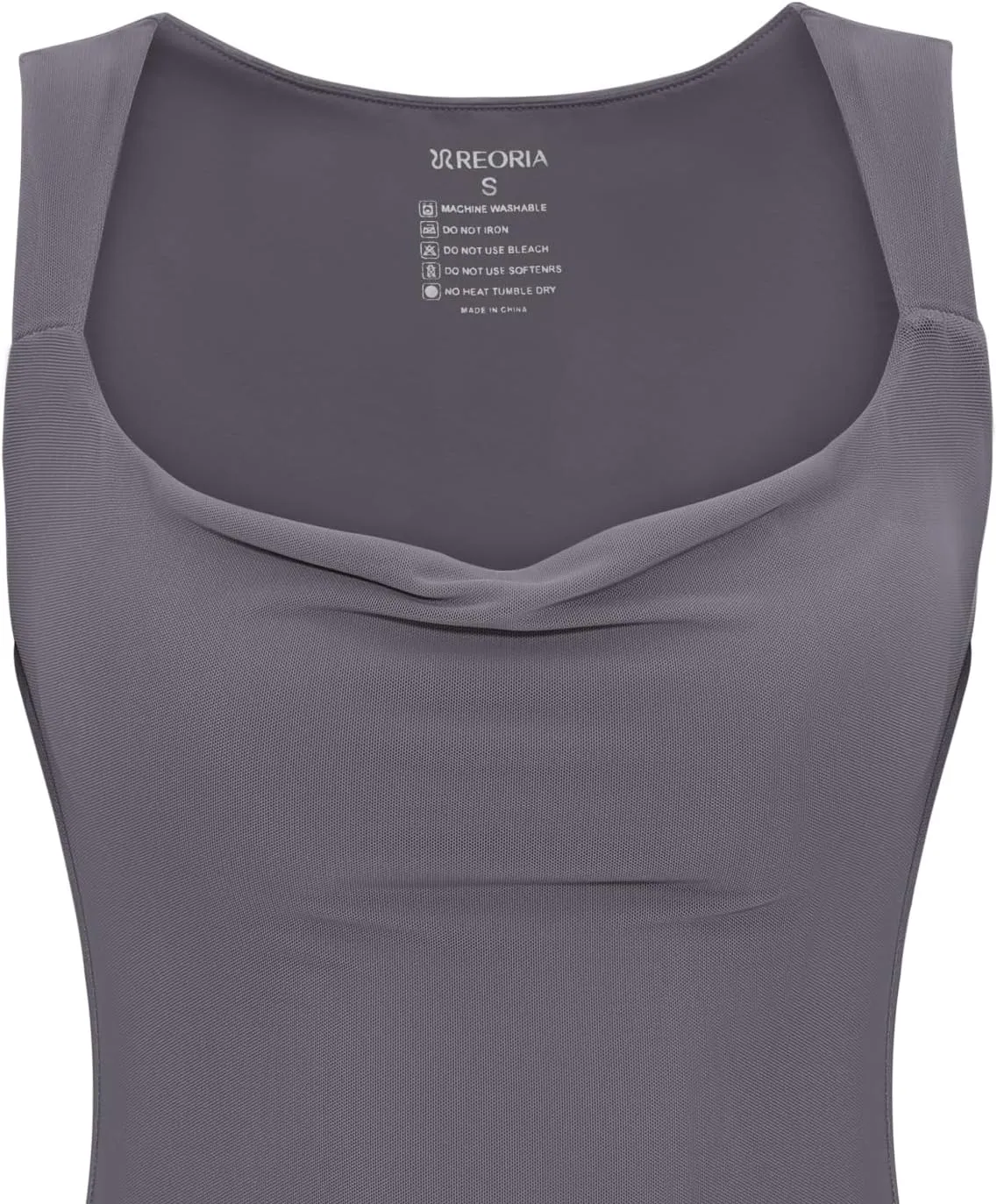 REORIA Women's Summer Cowl Neck Mesh Sleeveless Tank Dress Sexy Double Lined Bodycon Maxi Long Dresses