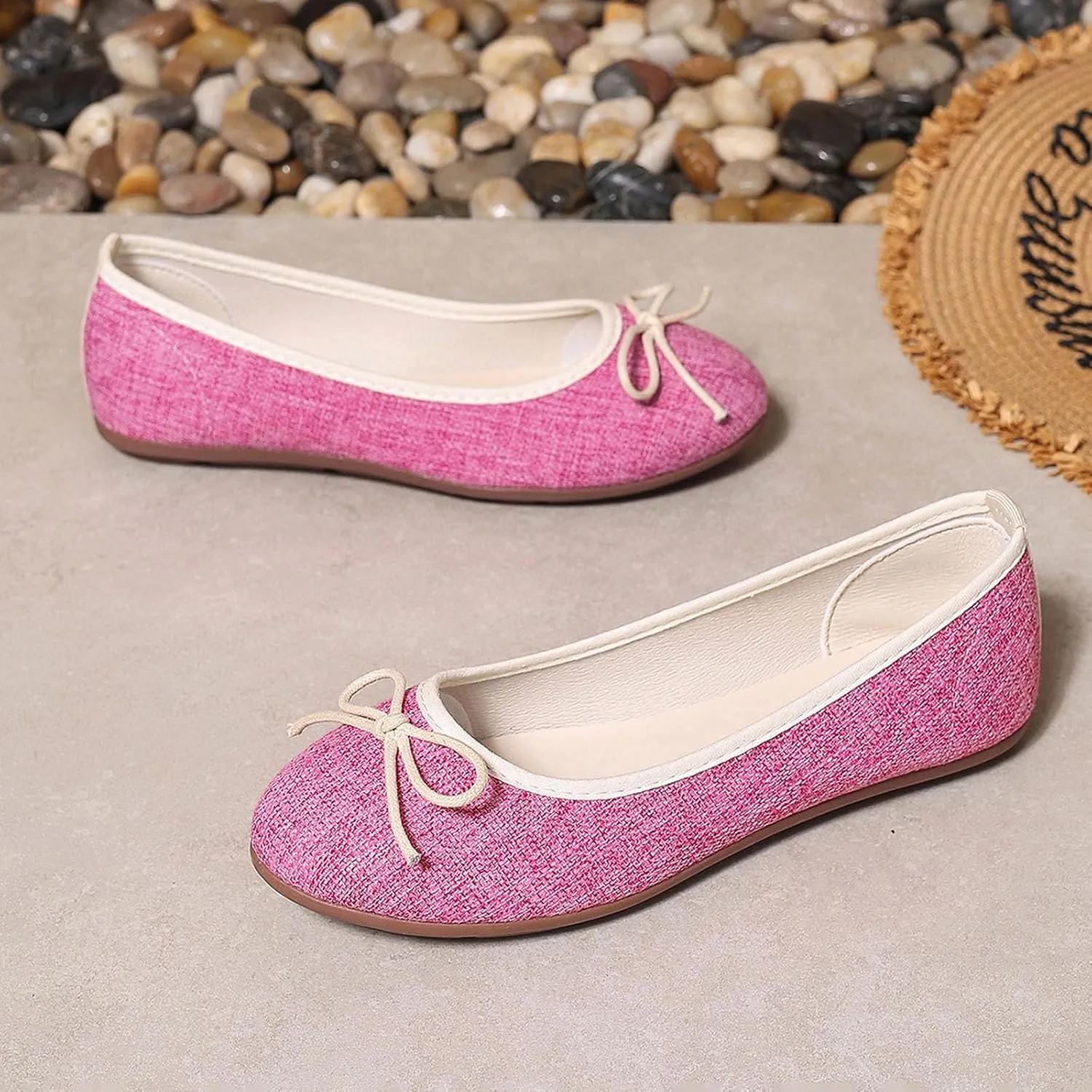 Round Toe Women Flat Shoes Bowknot Comfy Slip-On Fashion Denim Upper Ballet Flats Dressy Ladies Ballerine Shoes 2025