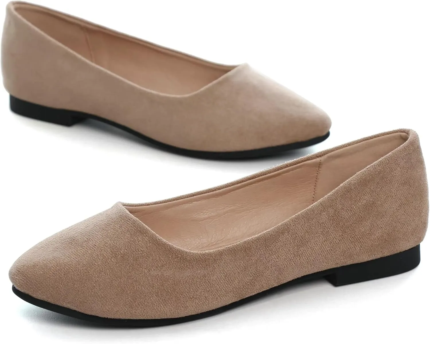SAILING LU Women's Solid Color Round Toe Ballet Shoes Comfort Flats Shoes Dressy Slip On Walking Loafers