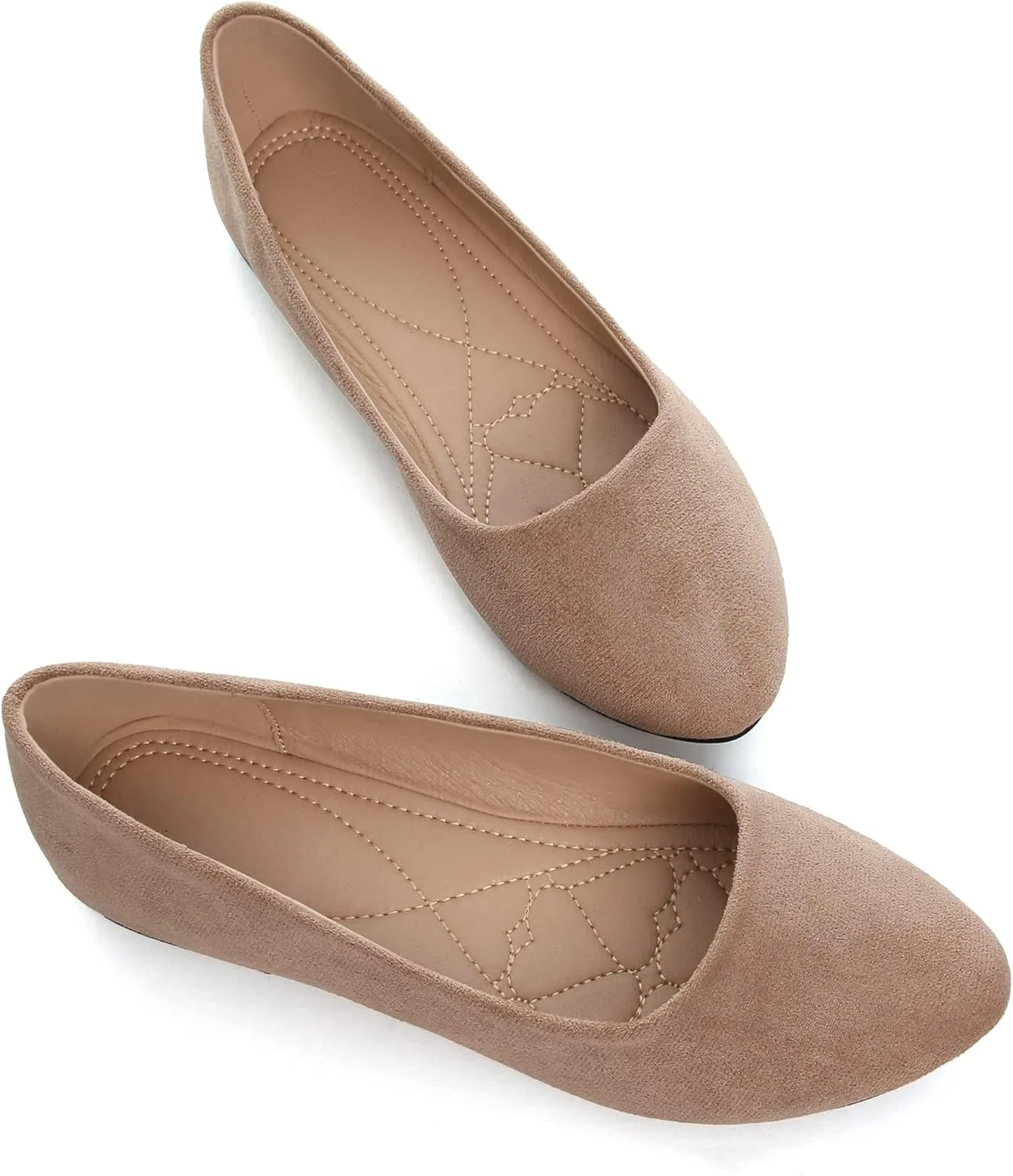 SAILING LU Women's Solid Color Round Toe Ballet Shoes Comfort Flats Shoes Dressy Slip On Walking Loafers