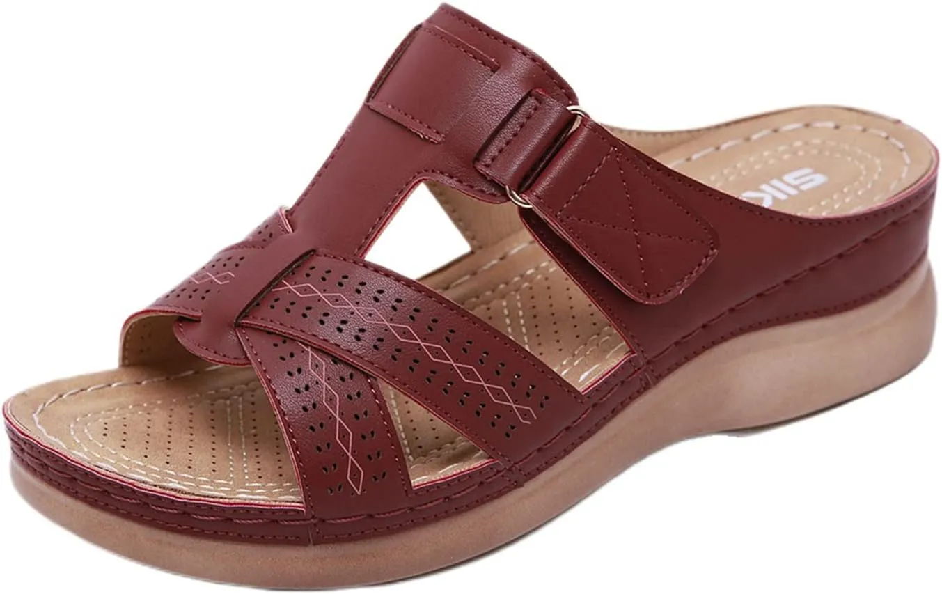 Sandals for Women Wedge Shoes Comfortable Orthopedic Slip On Slipper Sandals Dressy Casual Soft Cushion Slides Sandal Summer Shower Shoes On Feet All Day