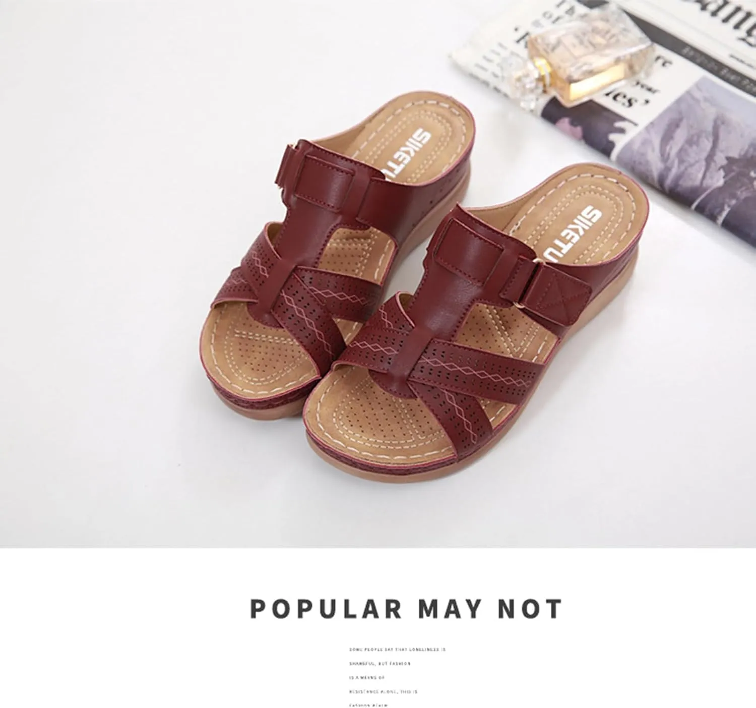 Sandals for Women Wedge Shoes Comfortable Orthopedic Slip On Slipper Sandals Dressy Casual Soft Cushion Slides Sandal Summer Shower Shoes On Feet All Day