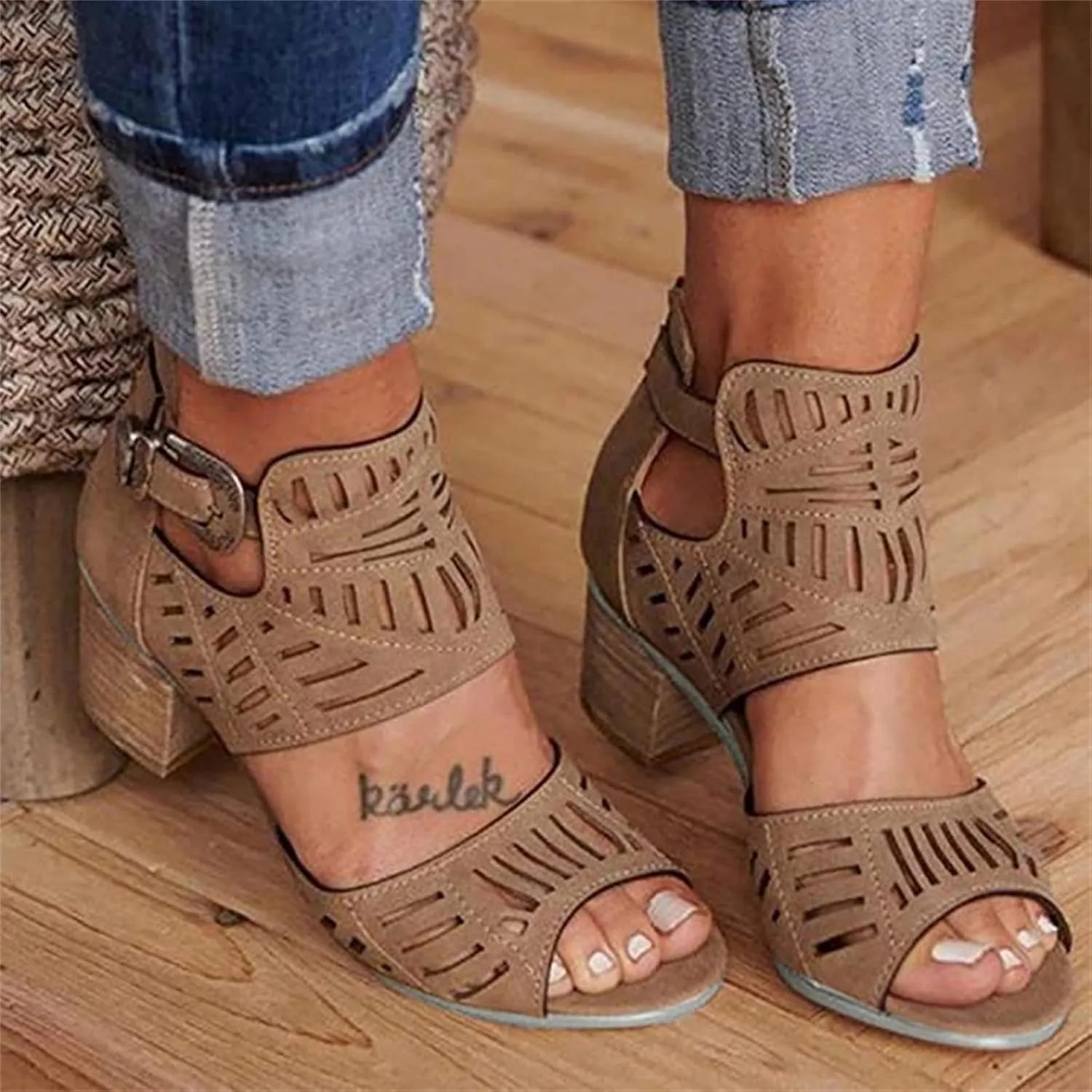 Sandals For Women,Womens Open Toe Ankle Strap Chunky Block High Heel Dress Party Sandals Dressy Summer Strappy Sandals