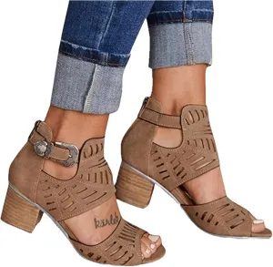 Sandals For Women,Womens Open Toe Ankle Strap Chunky Block High Heel Dress Party Sandals Dressy Summer Strappy Sandals