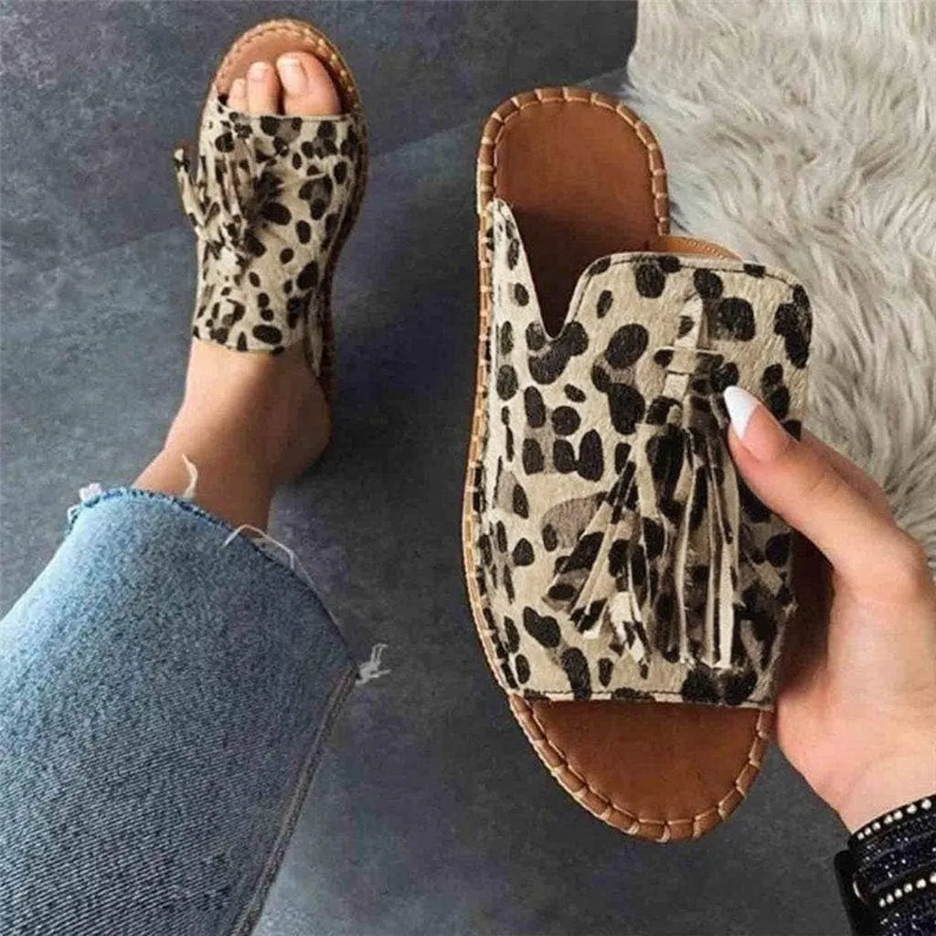 Sandals Women Dressy Summer Flat Slide Casual Espadrille Braided Tassel Hem Open toe Falt Straw Peep toe
