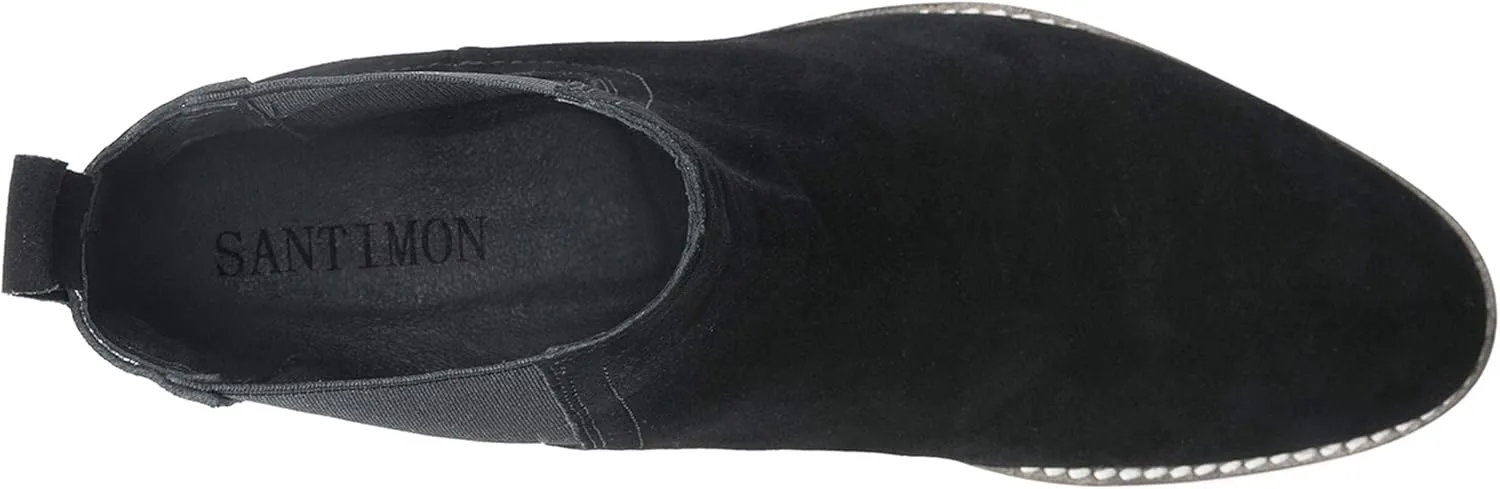 Santimon Chelsea Boots Men Suede Casual Dress Boots Ankle Boots Formal Shoes Black Brown Grey