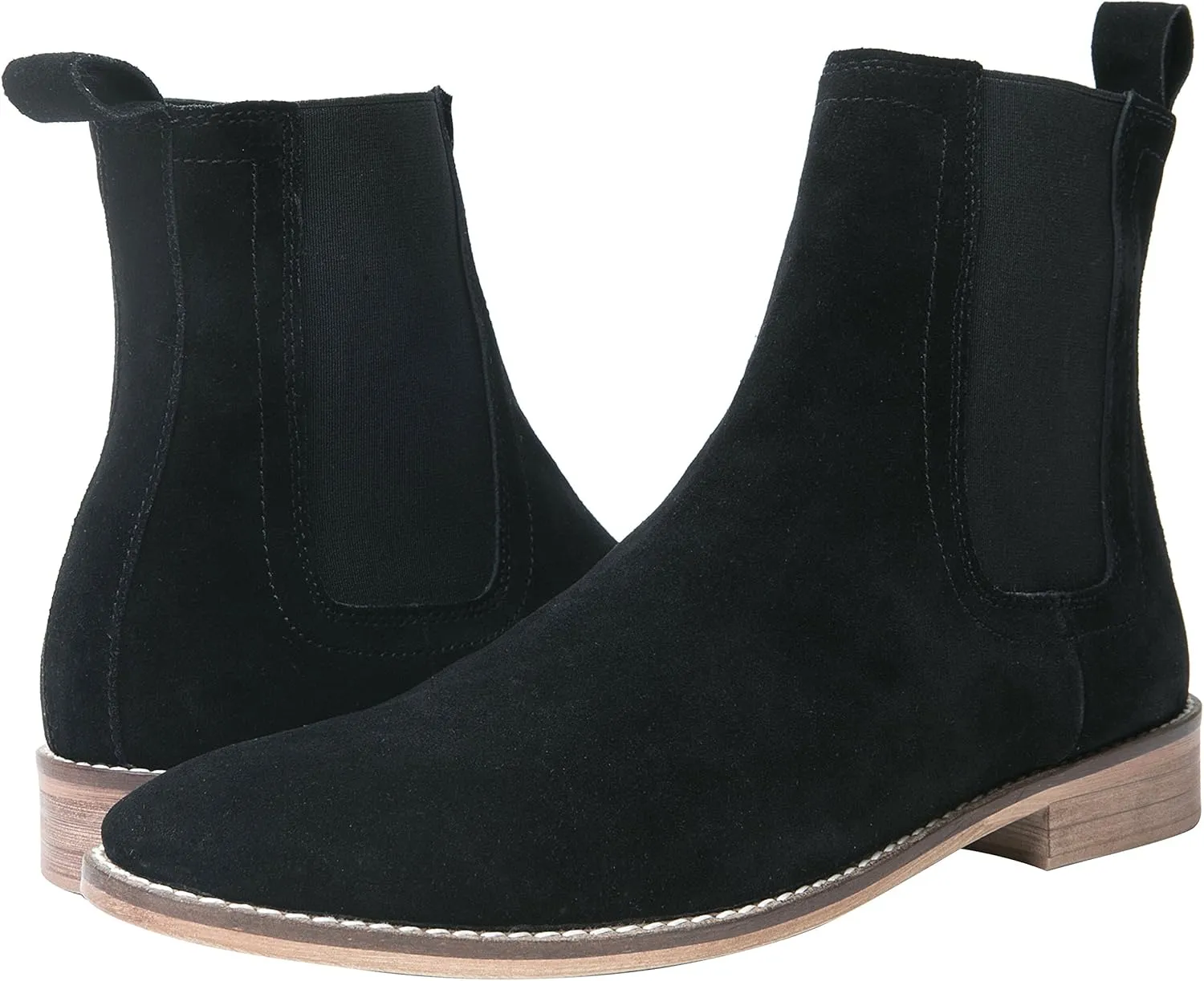 Santimon Chelsea Boots Men Suede Casual Dress Boots Ankle Boots Formal Shoes Black Brown Grey
