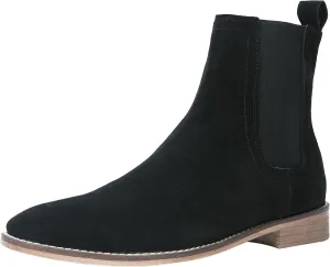 Santimon Chelsea Boots Men Suede Casual Dress Boots Ankle Boots Formal Shoes Black Brown Grey