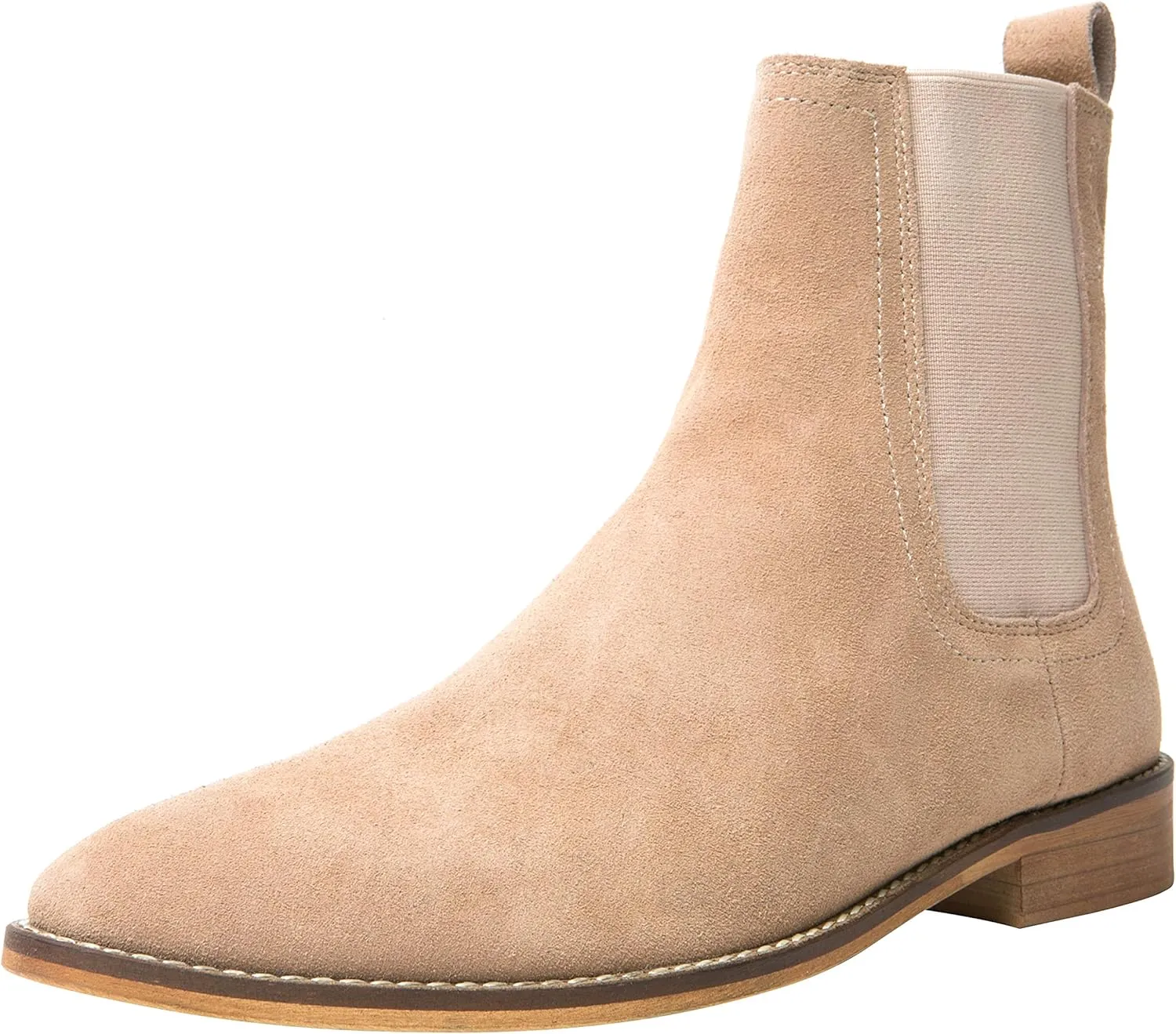 Santimon Chelsea Boots Men Suede Casual Dress Boots Ankle Boots Formal Shoes Black Brown Grey