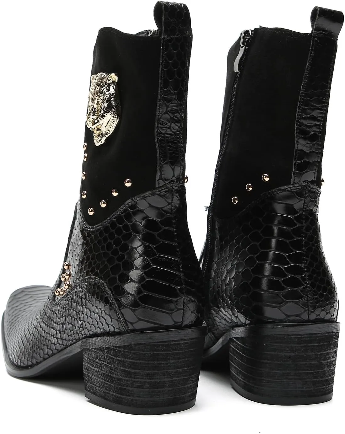 Santimon Cowboy Boots for Men Party Dress Casual Buttons Motorcycle Boots Fashion Western Chelsea High Top Boots for Mens