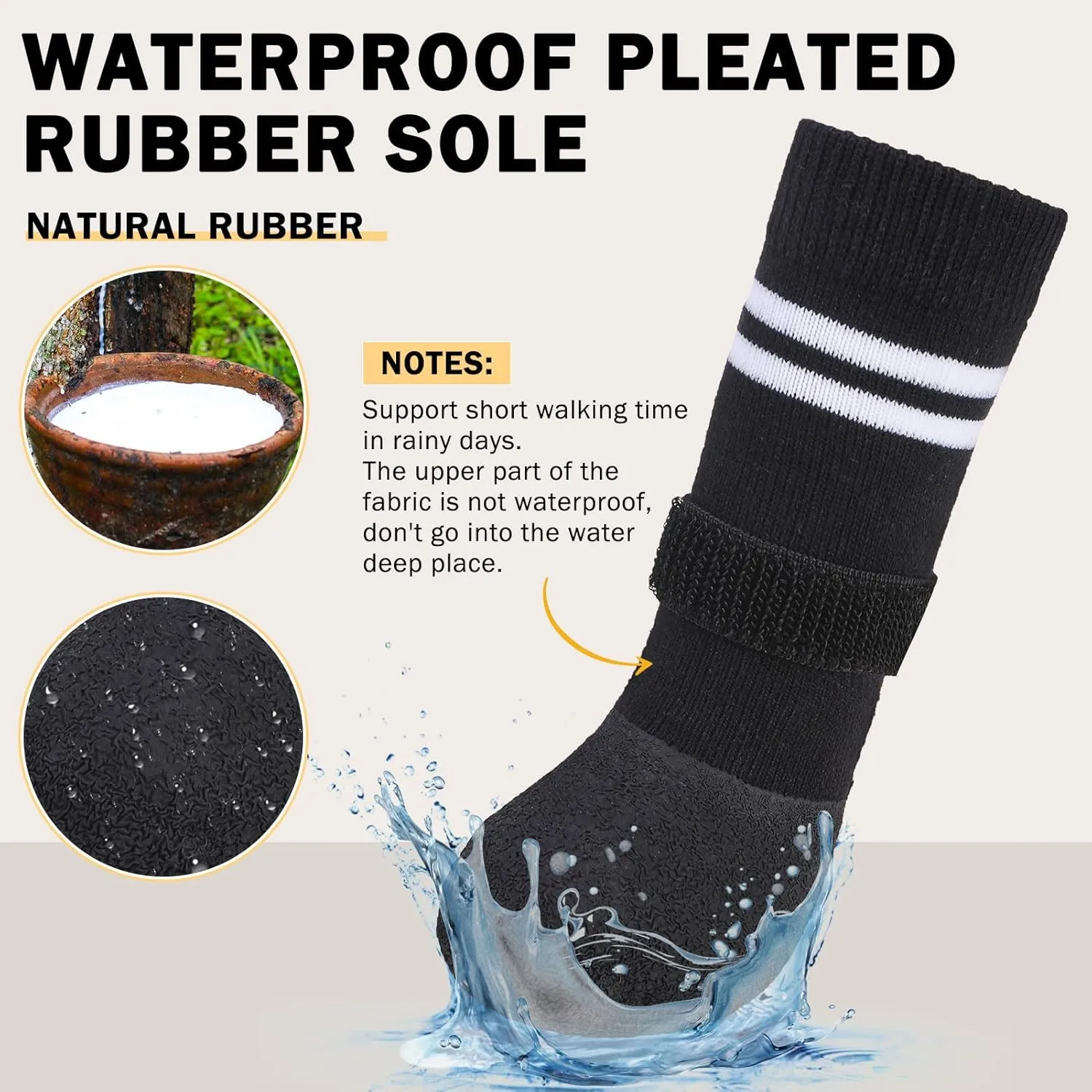 SCENEREAL Anti Slip Dog Boots & Paw Protectors for Hardwood Floor, Extended Dog Socks to Prevent Licking Paws, Waterproof Pet Snow Rain Shoe for Winter Medium Senior Dogs, Black M