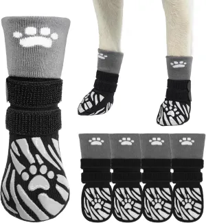 SCENEREAL Dog Socks to Prevent Licking Paws for Hot/Cold Pavement, Dog Boots & Paw Protectors for Small Medium Large Dogs, Senior Dog Grippy Socks Booties for Hardwood Floors Winter Outdoor, Black L
