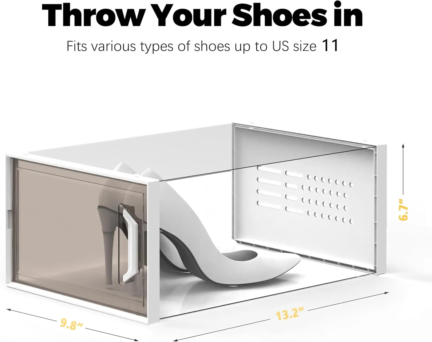 SEE SPRING X-Large Shoe Storage Box Fit Size 11, Clear Plastic Stackable Shoe Organizer for Closet, Space Saving Sneaker Shoe Rack Containers Bins Holders for Entryway, Under Bed, 12 Pack Urban Grey
