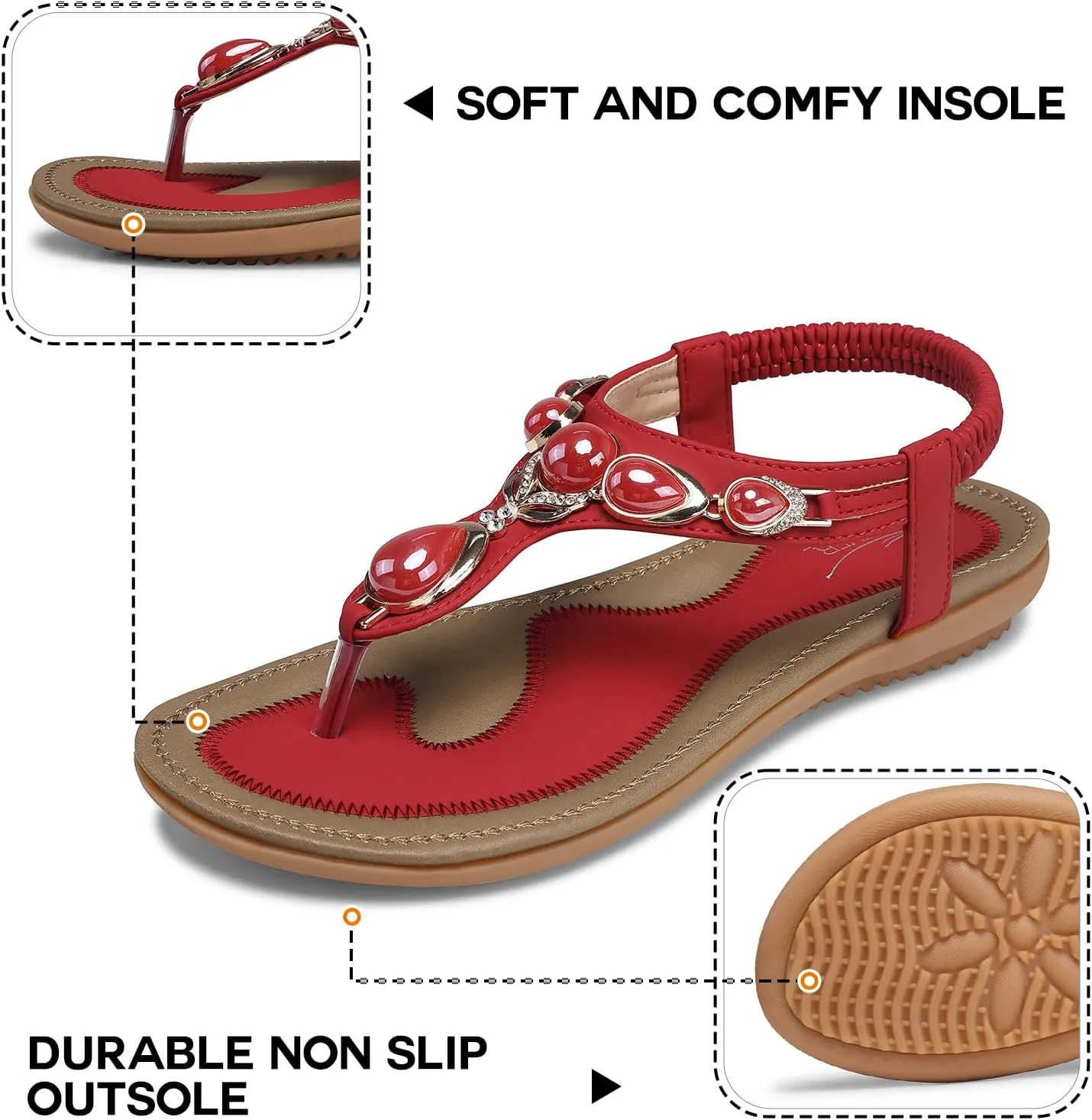 SHIBEVER Flat Sandals for Women Dressy: Summer Comfortable Dress Thong Flats Sandal