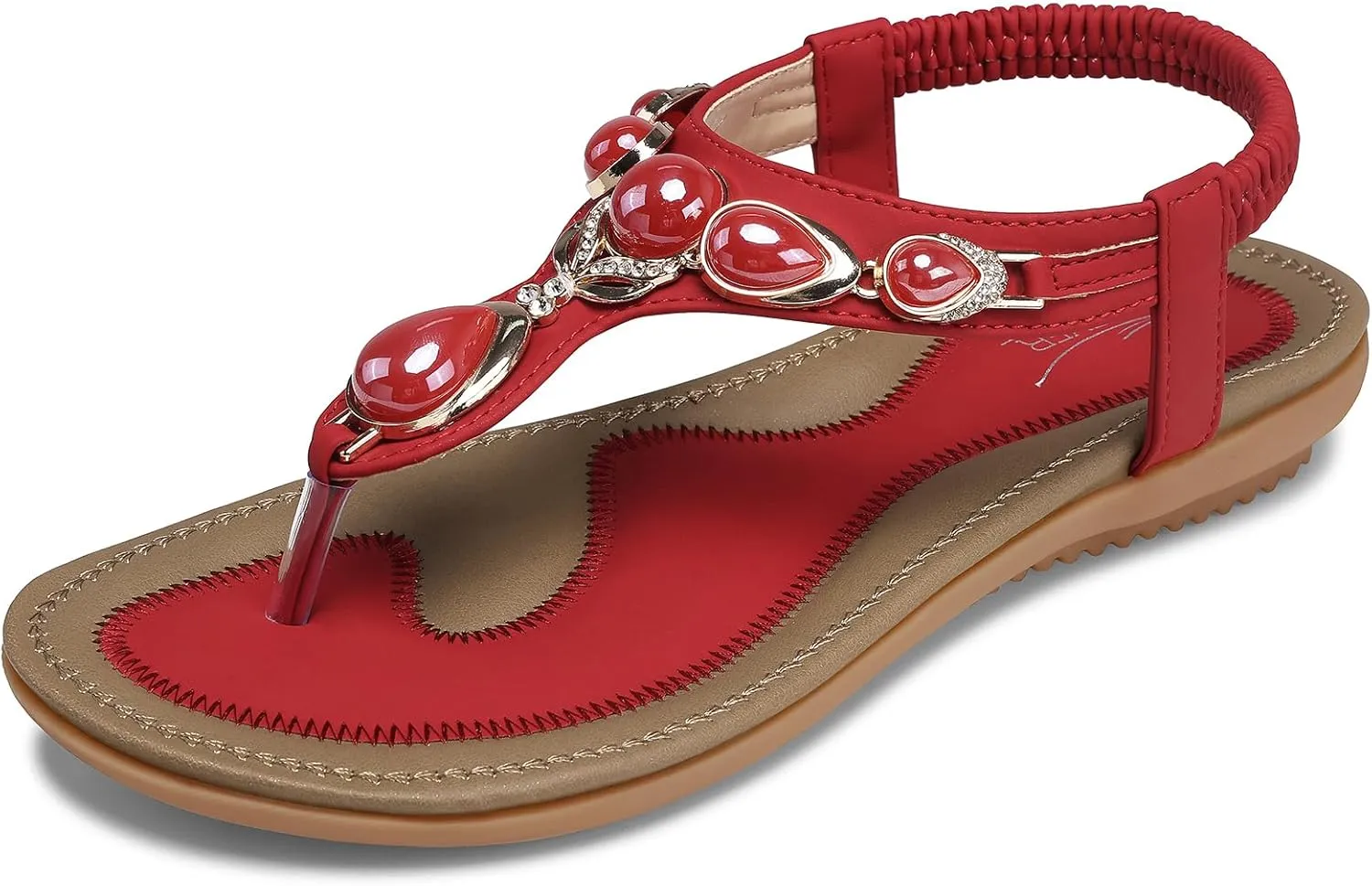 SHIBEVER Flat Sandals for Women Dressy: Summer Comfortable Dress Thong Flats Sandal