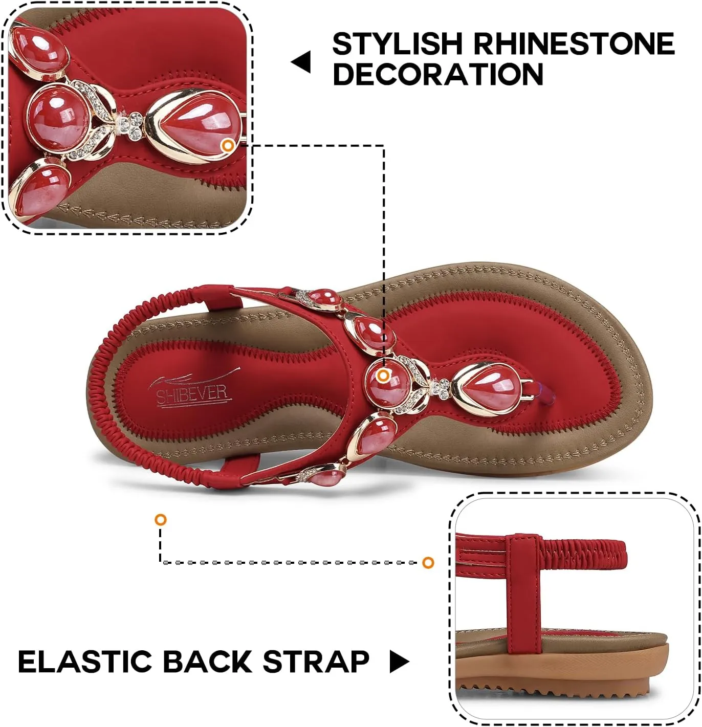 SHIBEVER Flat Sandals for Women Dressy: Summer Comfortable Dress Thong Flats Sandal